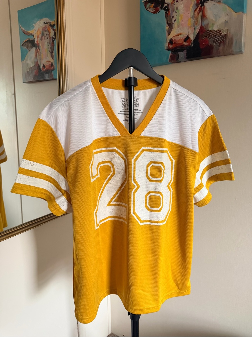 Kids Yellow & White Number 28 Sports Jersey Top